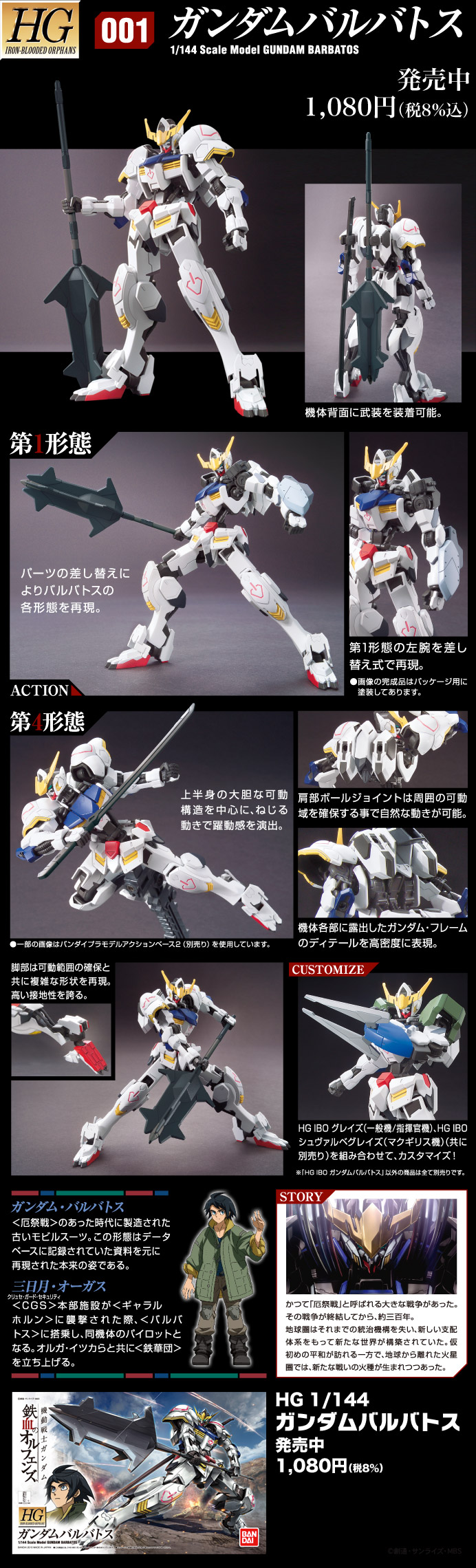 HGIBO 1/144 No.01 ASW-G-08 Gundam Barbatos 1st + 4th Form